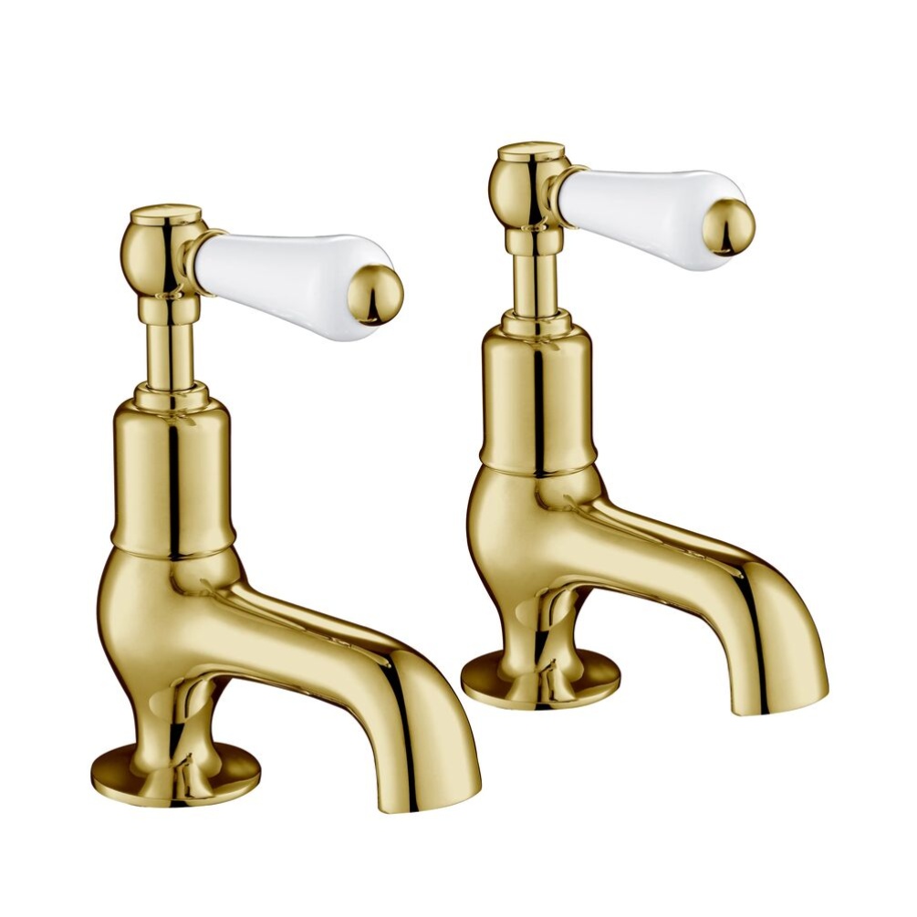 JTP Grosvenor Lever Polished Gold Cloakroom Basin Taps Cut Out